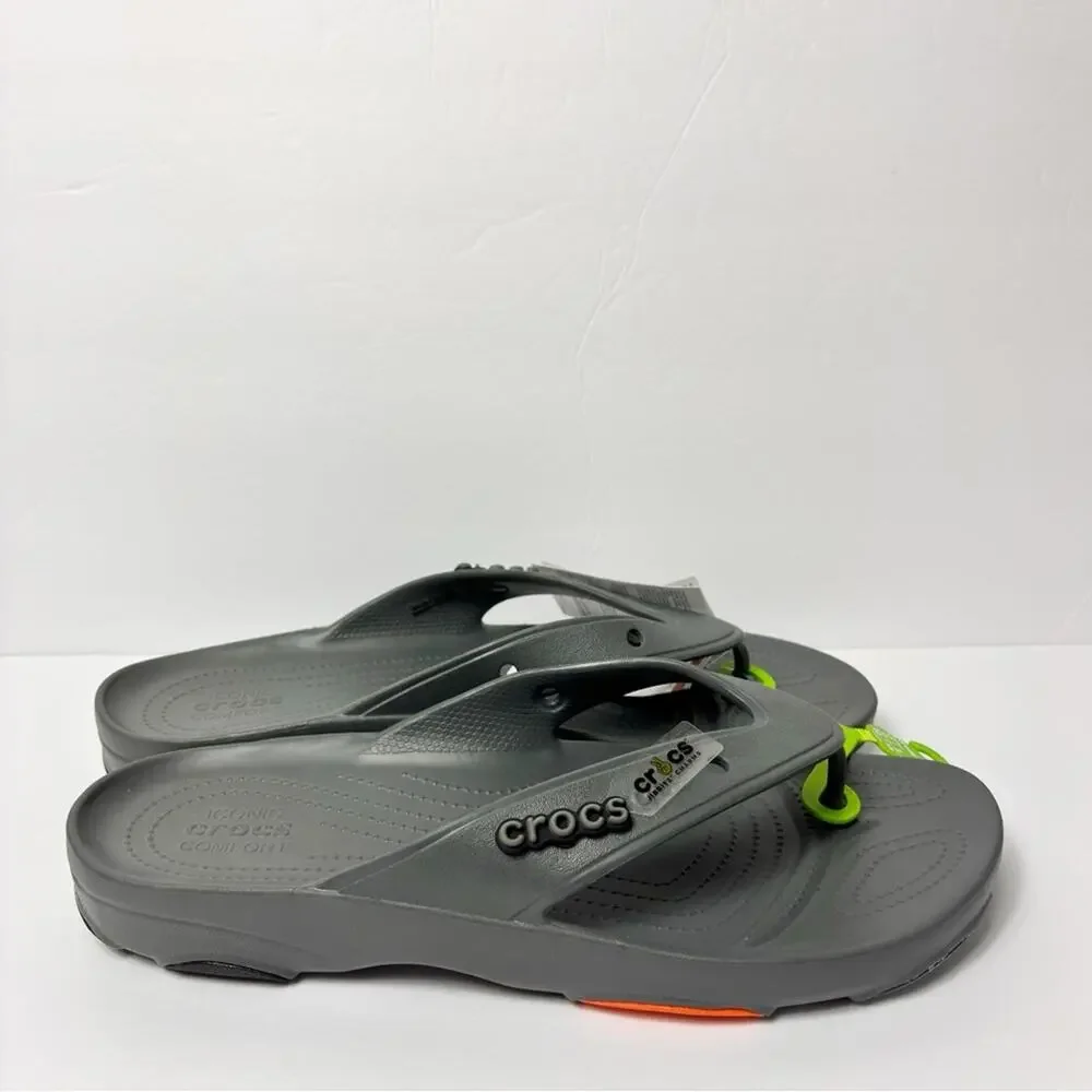 CROCS GREY CLASSIC ALL-TERRAIN FLIP COMFY SANDALS SIZE US 12 BRAND NEW WITH TAGS